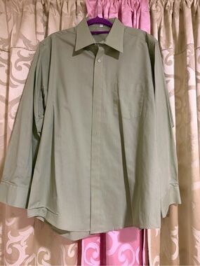 Men's Light Olive Green Dress Shirt with Chest Pocket